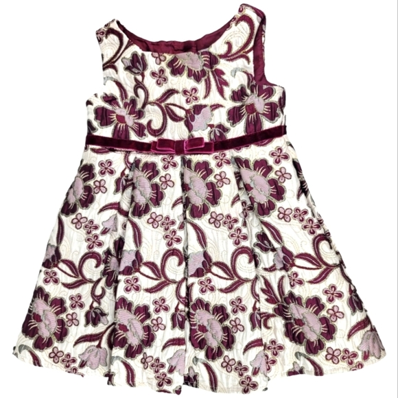 Girls Sweet Heart Rose Floral Applique Dress - Picture 1 of 11